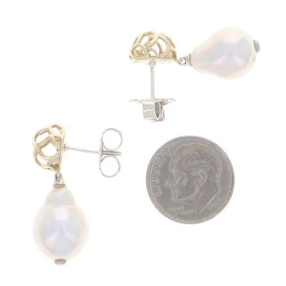 John Hardy Naga Baroque Pearl Dangle Earrings - Sterling 925 Gold 18k Pierced - Picture 5 of 7